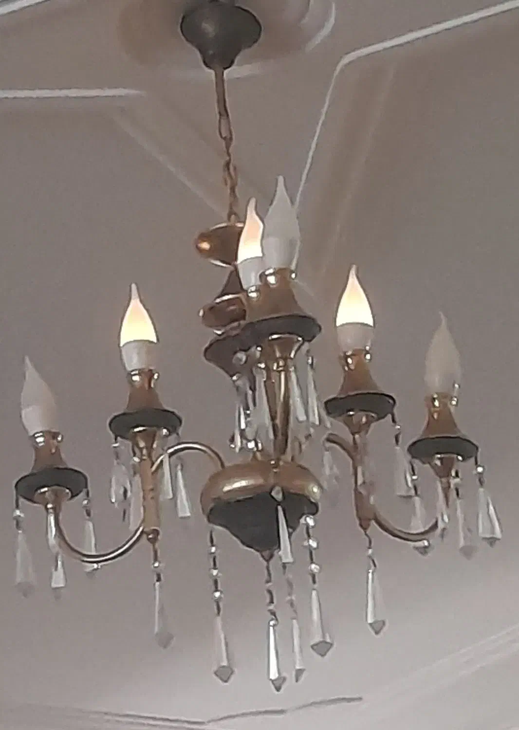 لوستر قدیمی آبکاری شده طلایی|لوستر و چراغ آویز|اراک, |دیوار