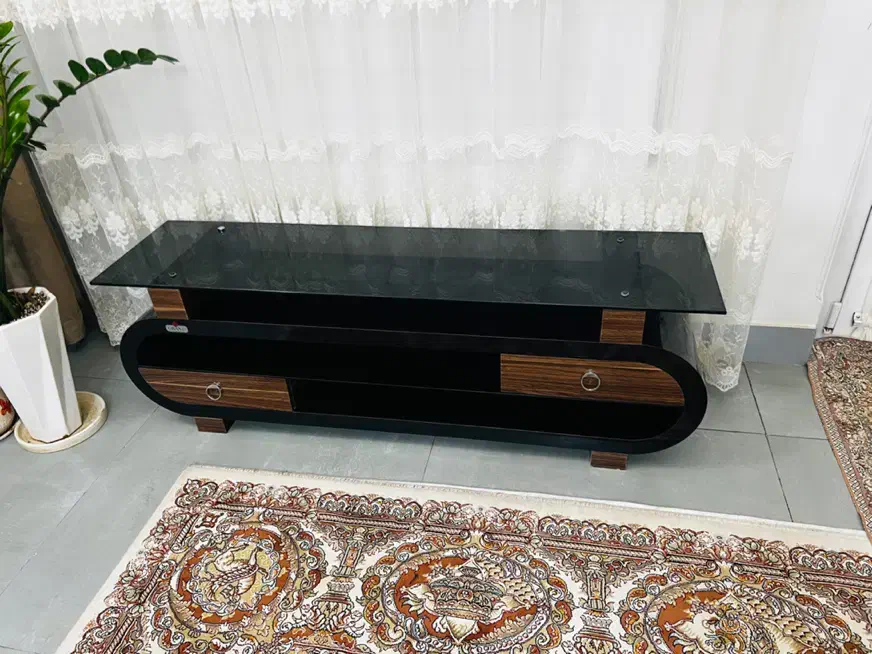 میز تلویزیون ترکیب چوب و شیشه دودی|میز تلویزیون|قائن, |دیوار