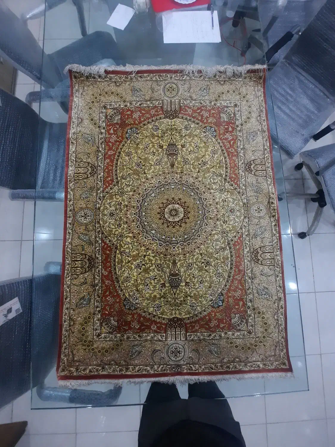فرش دست بافت تمام ابریشم به ابعاد ۱ در ۱.۵|فرش|قم, زنبیل آباد|دیوار