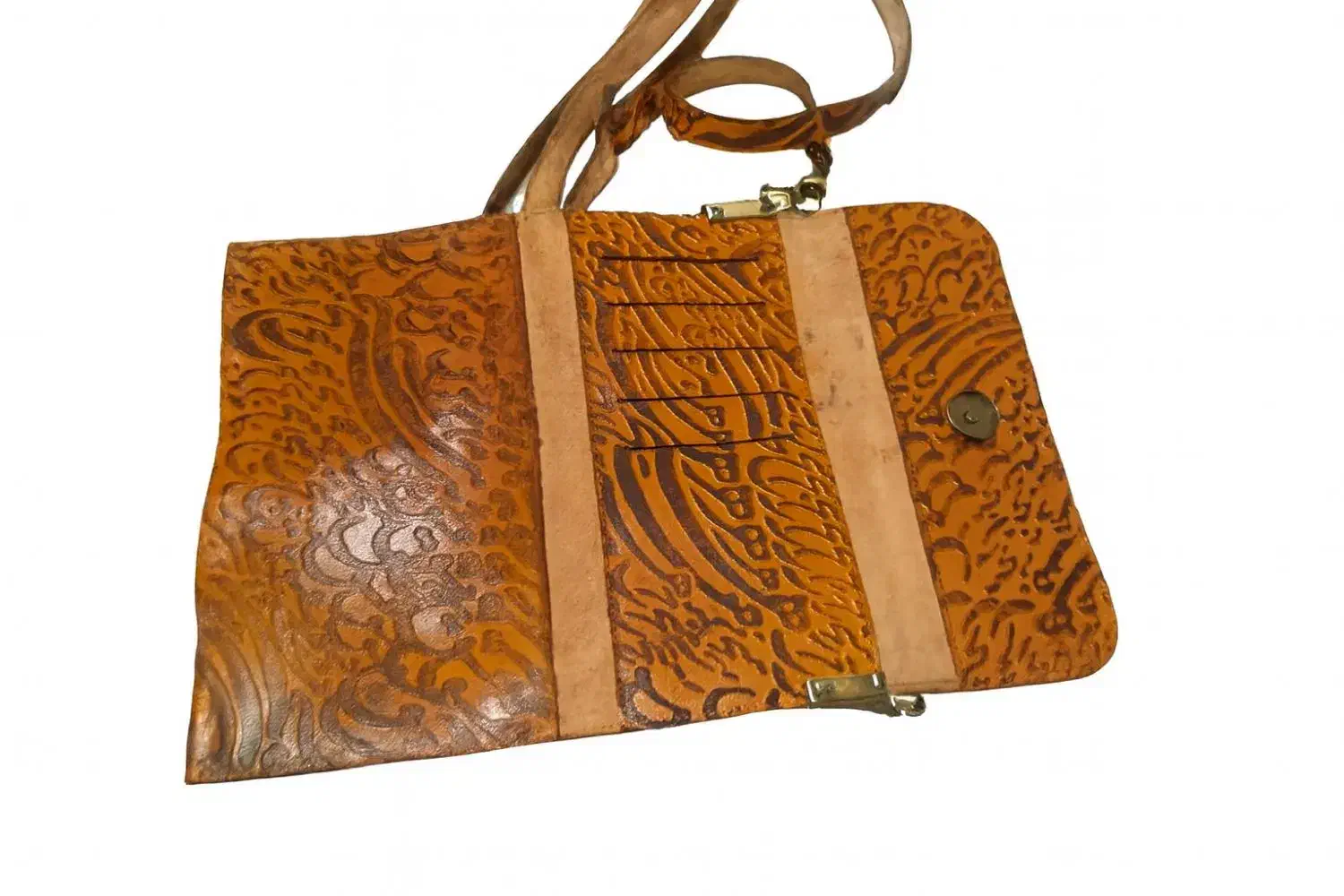 کیف پول چرمی زنانه زیبا، طرح نستعلیق، بند دوشی|کیف، کفش، کمربند|رشت, پورسینا|دیوار