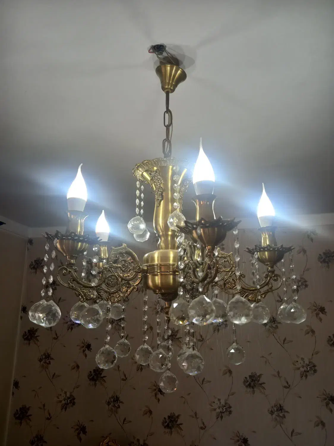 یک جفت لوستر برنز ۵شاخه|لوستر و چراغ آویز|همدان, |دیوار