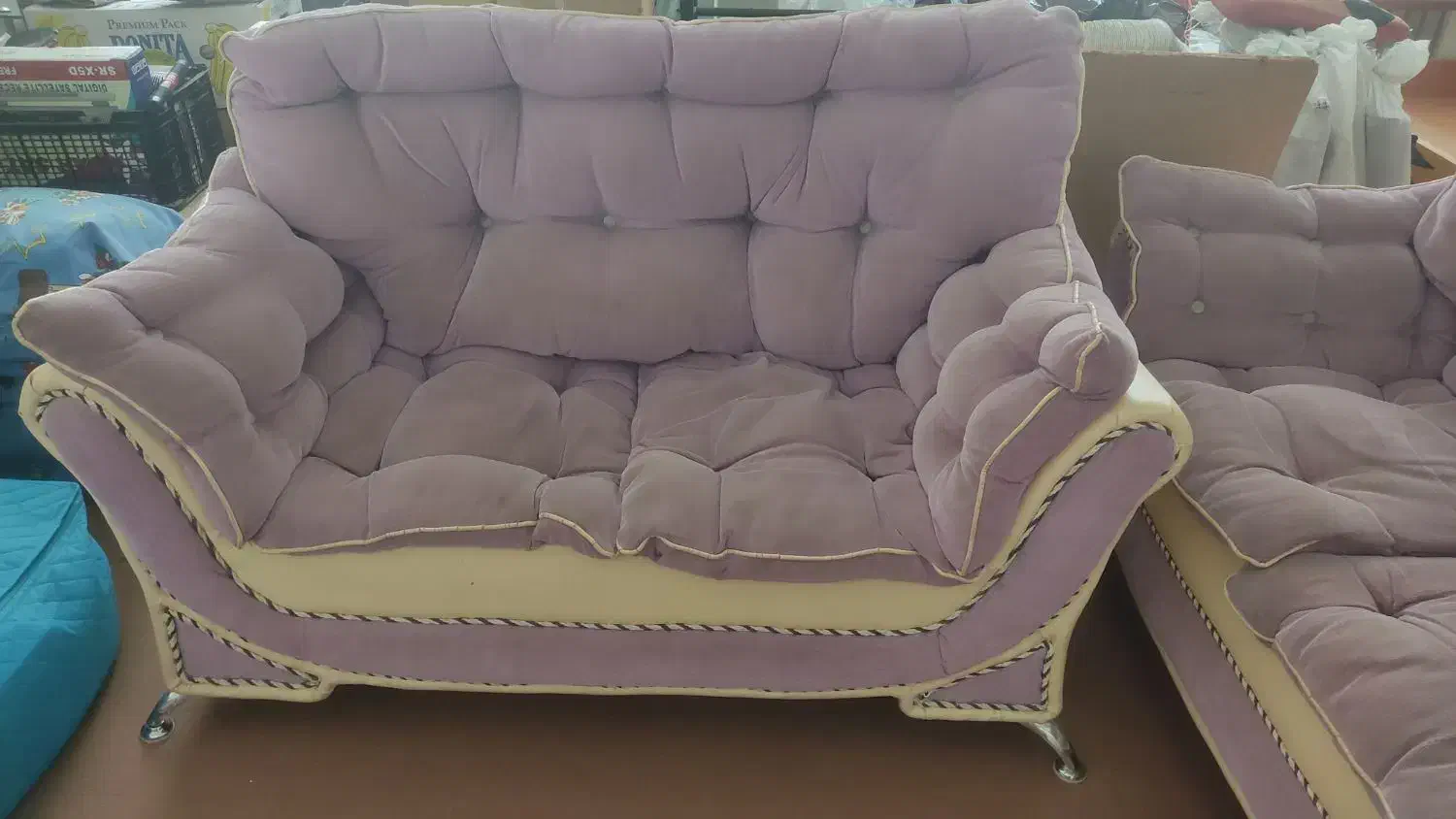 مبل هفت نفره بنفش با نشیمن راحت|مبلمان خانگی و میز عسلی|قائم‌شهر, |دیوار