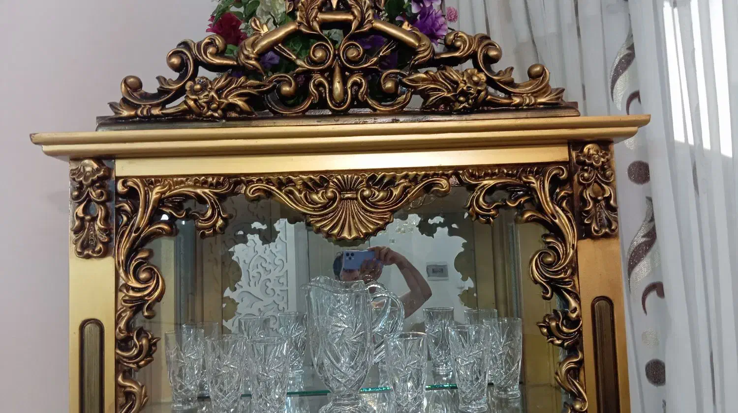 بوفه چوبی طلایی|بوفه، ویترین، کنسول|سهند, |دیوار