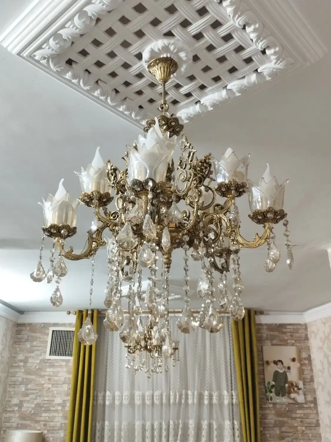 لوستر 5شاخه برنز|لوستر و چراغ آویز|گلستان (تهران), |دیوار