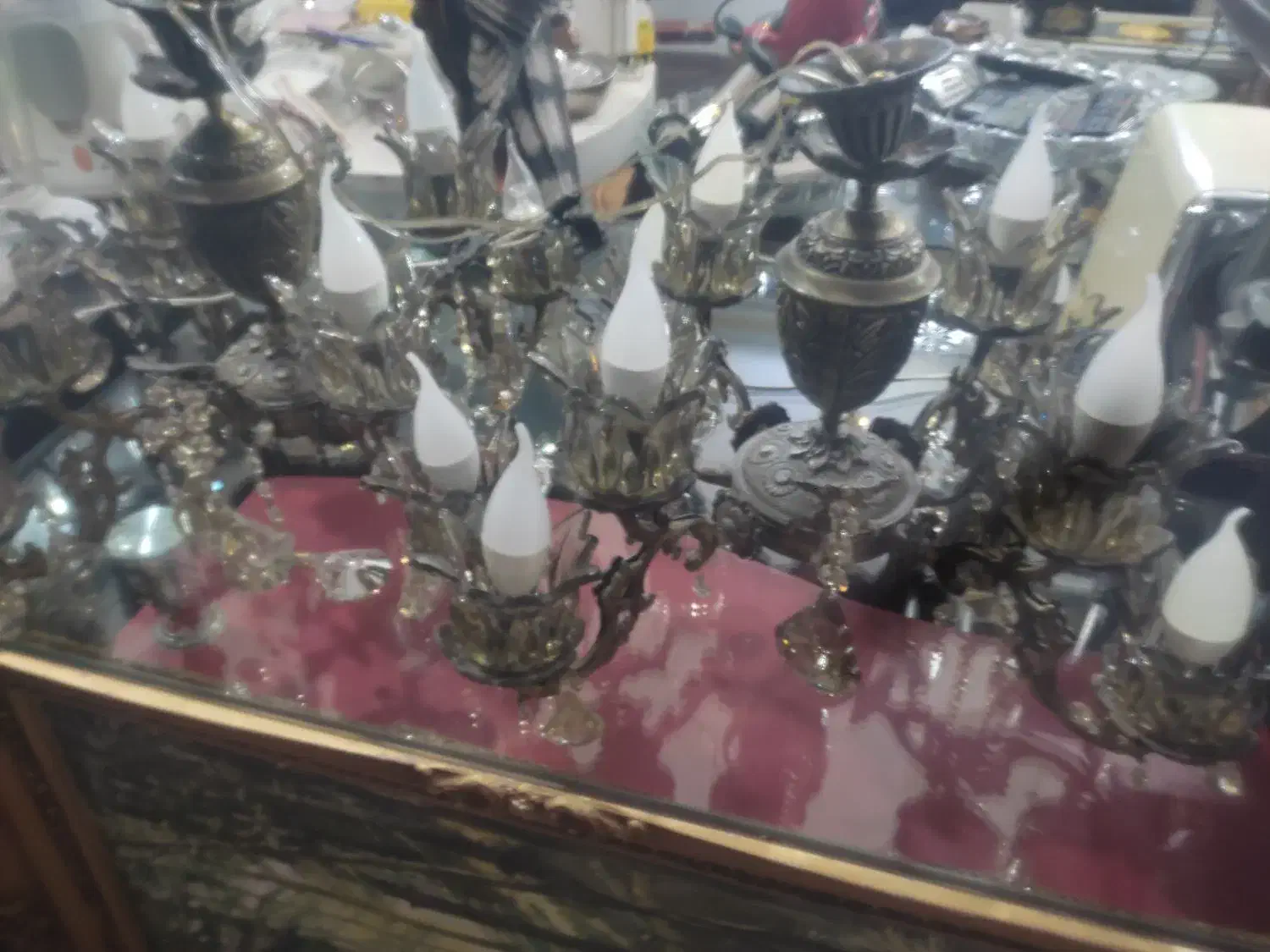 2عدد اوستر برنزی 8شاخه|لوستر و چراغ آویز|همدان, |دیوار