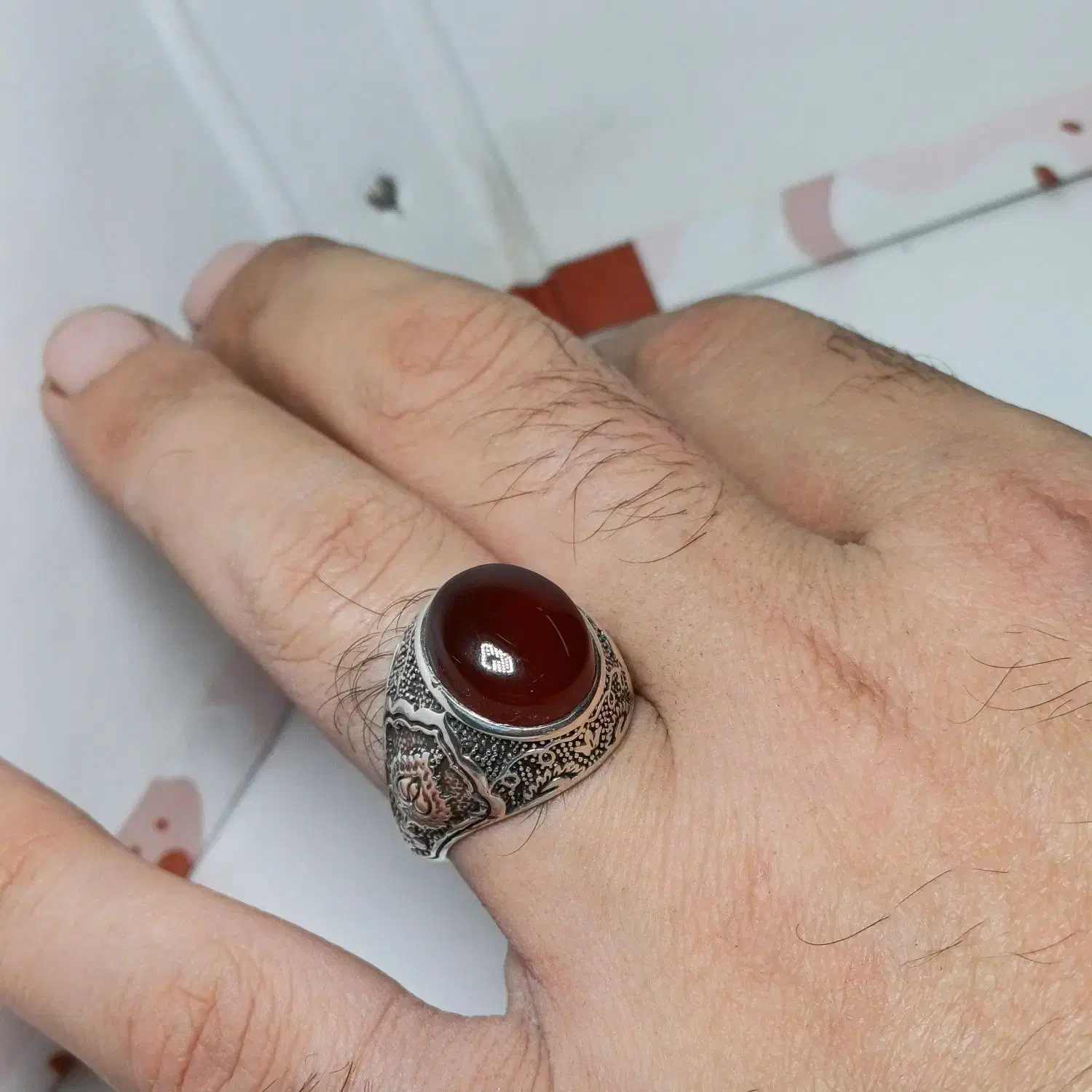 انگشتر نقره عقیق سرخ یمن طبیعی|جواهرات|تهران, امام زاده حسن|دیوار