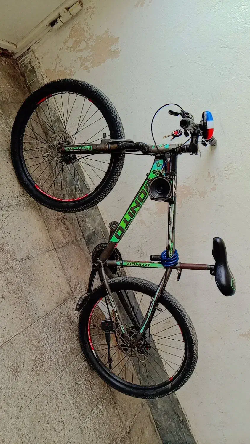 دوچرخه بونیتو رنگ سبز اسپیکر دار|دوچرخه، اسکیت، اسکوتر|مرودشت, ژیان|دیوار