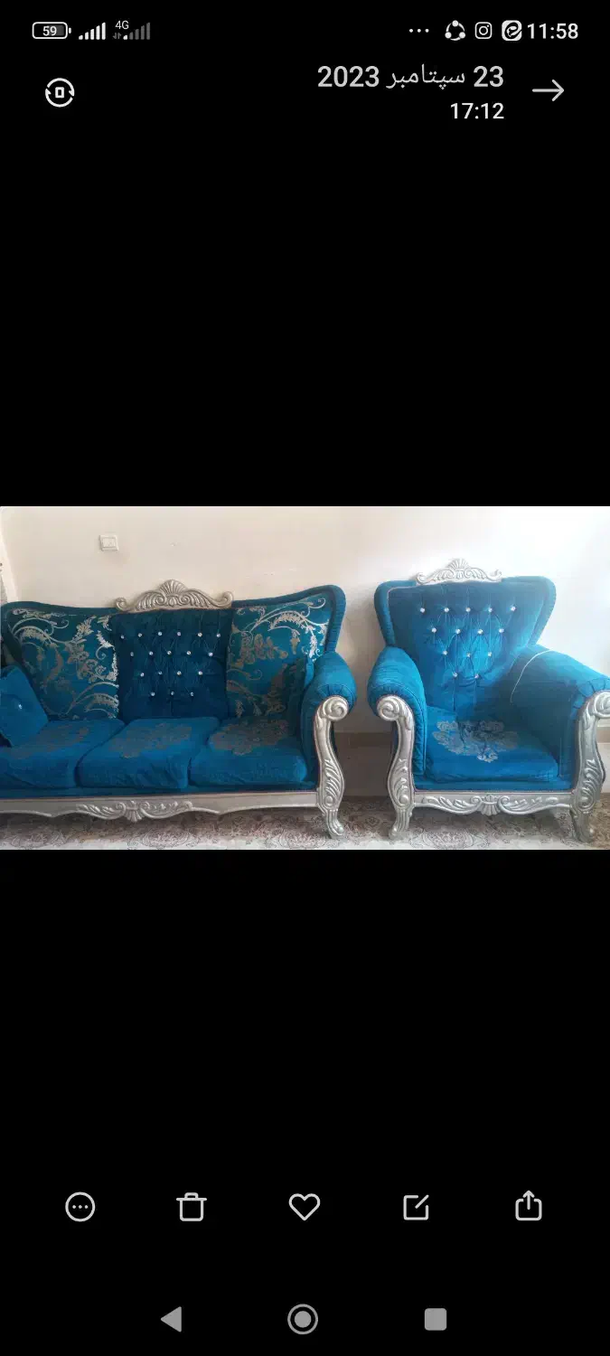 مبل ۷نفره نیمه استیل همراه با جلو مبلی|مبلمان خانگی و میز عسلی|دلیجان, |دیوار