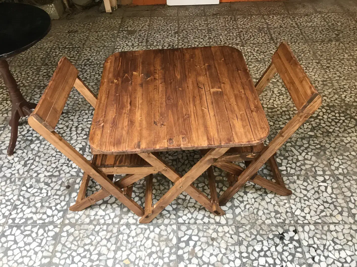 میز صندلی چوبی تاشو|میز و صندلی غذاخوری|ساری, |دیوار