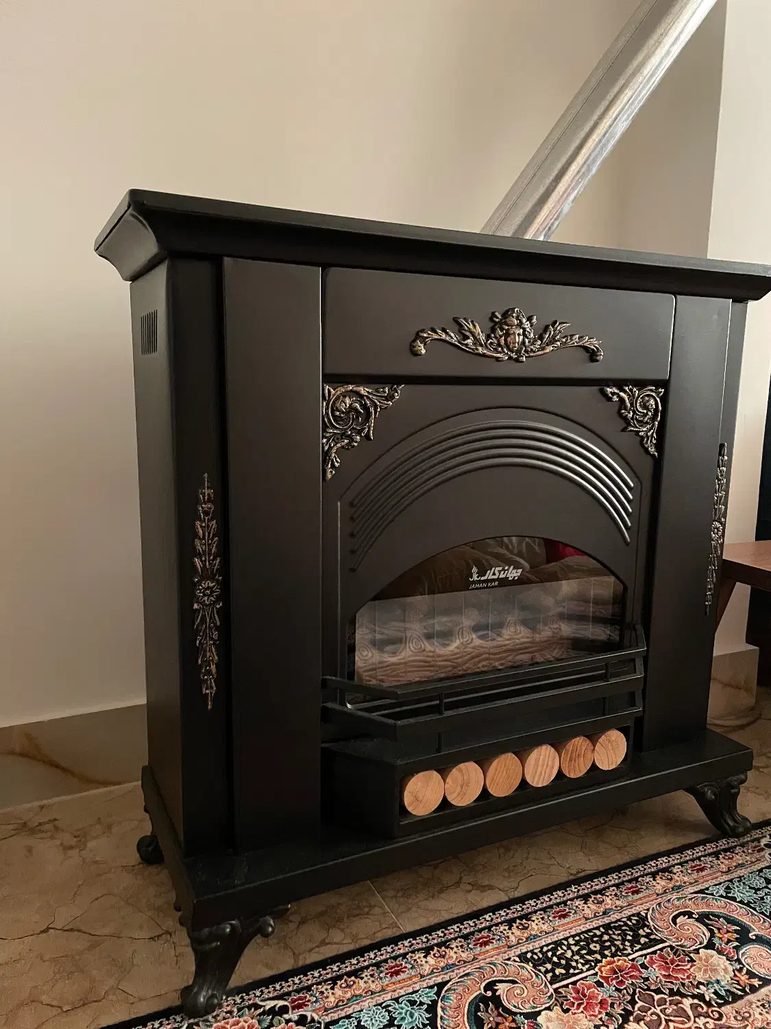 بخاری گازی طرح شومینه در حد نو|بخاری، هیتر، شومینه|ساری, |دیوار