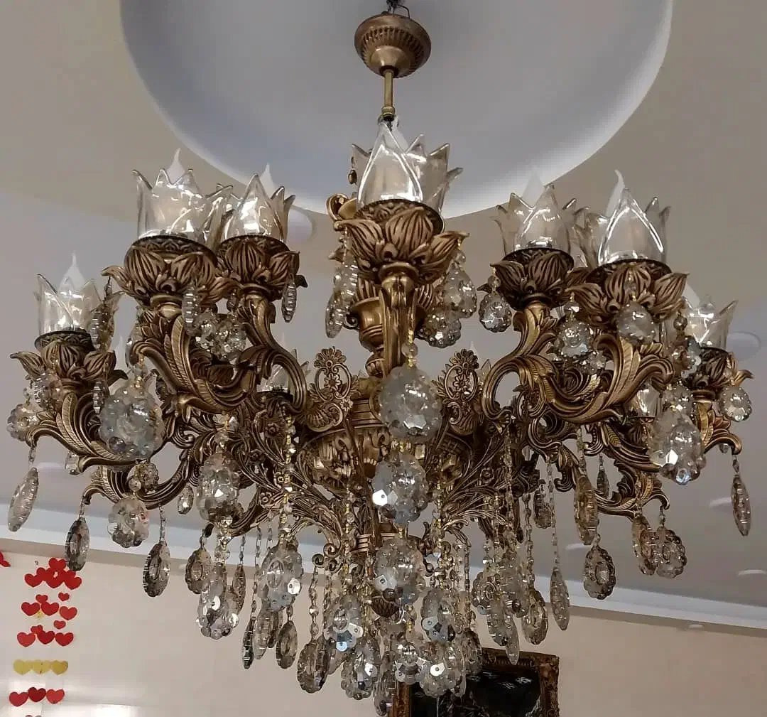 دوعدد لوستر برنجی|لوستر و چراغ آویز|ری, دولت‌آباد|دیوار