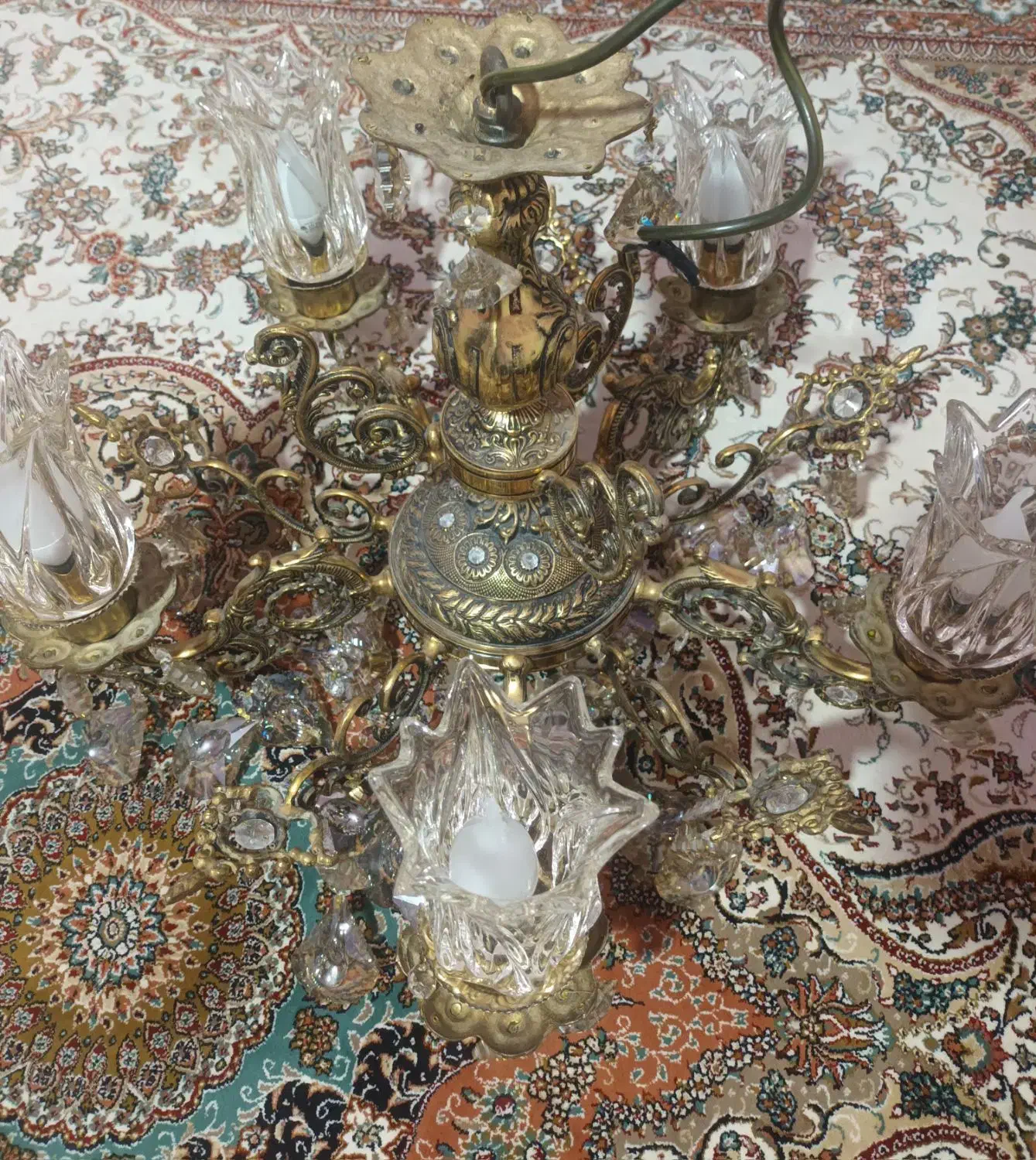 لوستر ۵شاخه برنز|لوستر و چراغ آویز|اسدآباد, |دیوار