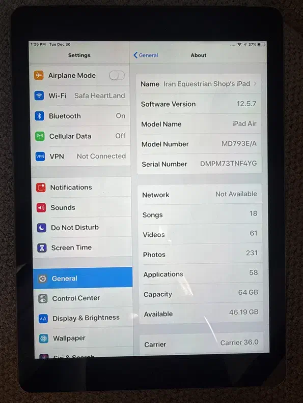 iPad Air 64GB Cellular|تبلت|کرج, کلاک پایین|دیوار