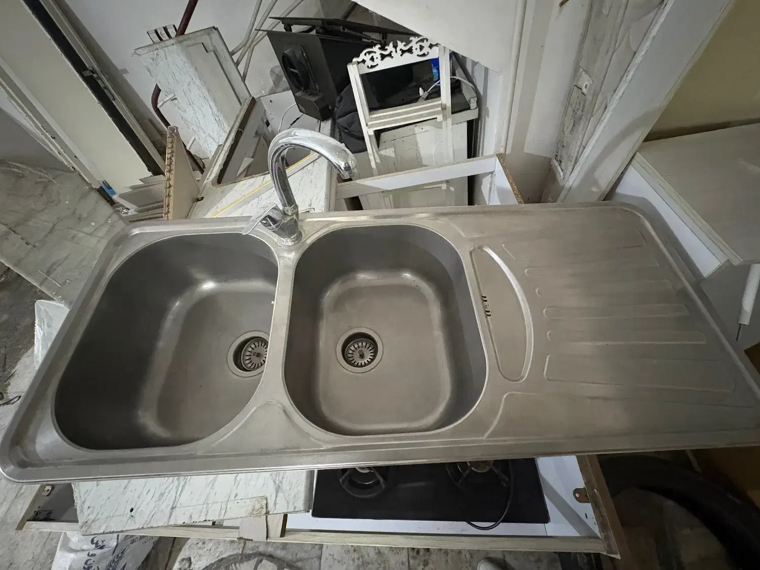 سینک دوقولو درحد،هود داتیس،کابینت ام دی اف|آبچکان و نظمدهنده ظروف|لاهیجان, گلستان|دیوار