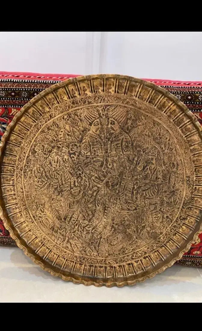 سینی برنجی عتیقه قدیمی|کلکسیون اشیاء عتیقه|یاسوج, |دیوار