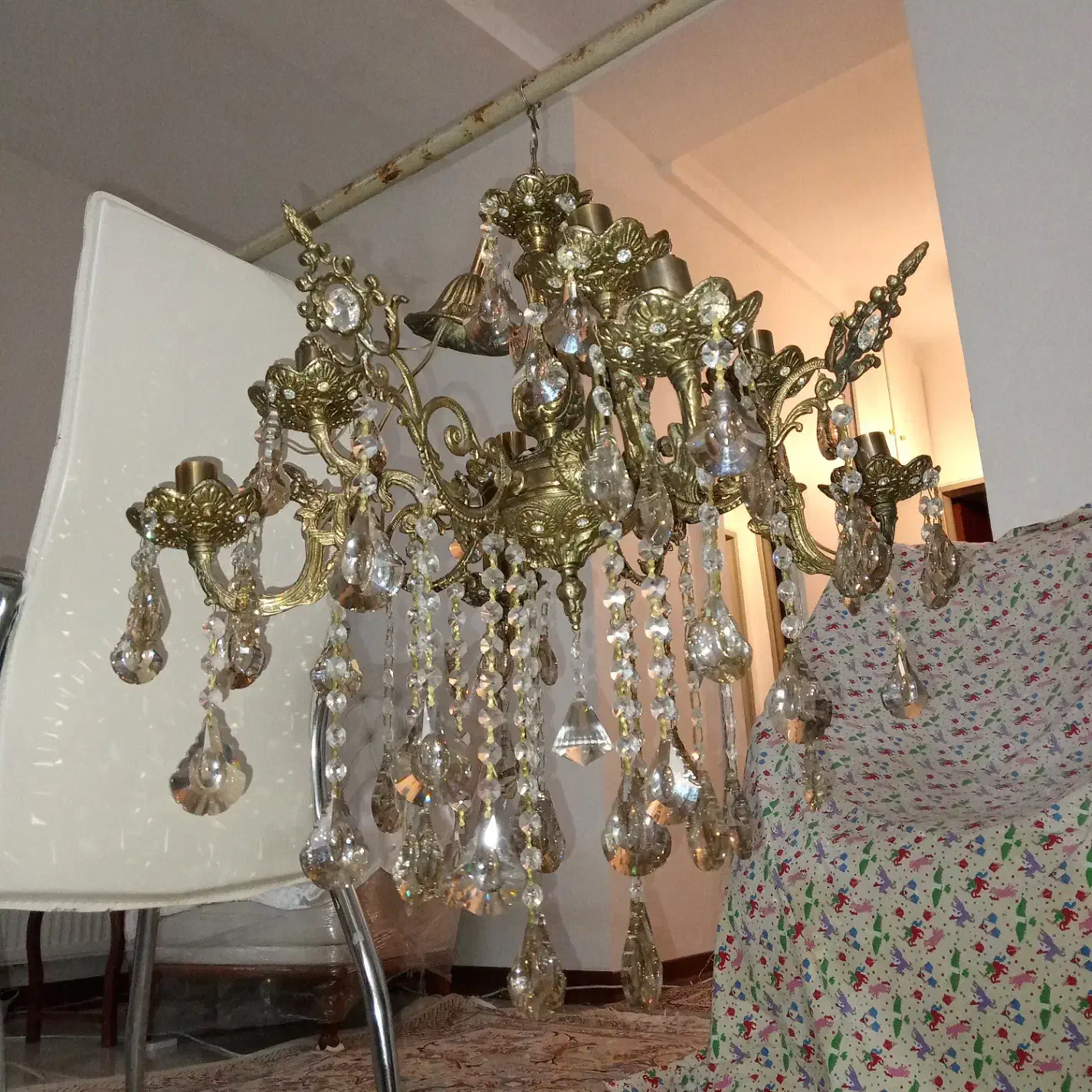 لوستر تمام برنز|لوستر و چراغ آویز|نیشابور, مازول|دیوار