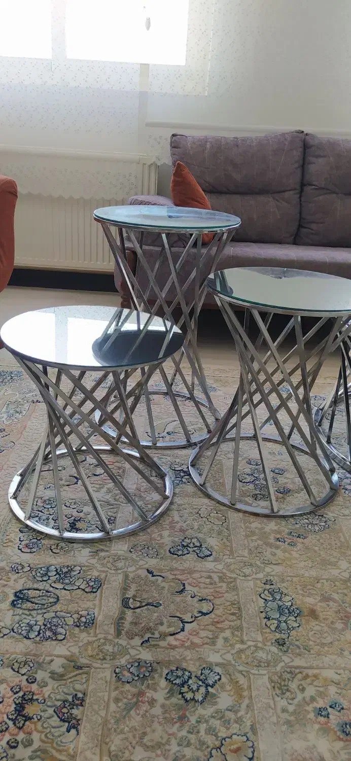 میز وسه عددعسلی آینه ای|مبلمان خانگی و میز عسلی|بومهن, |دیوار