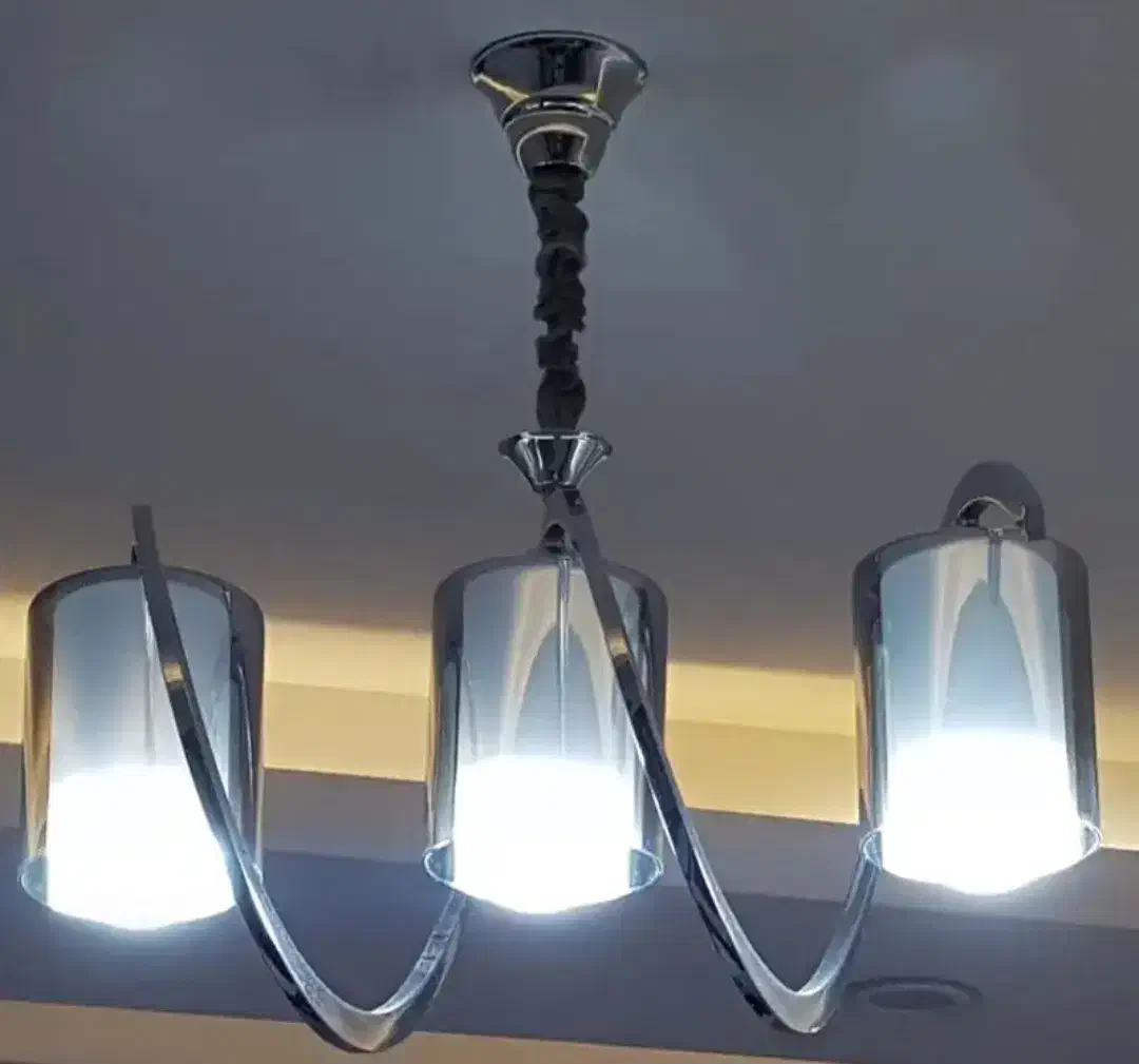 لوستر سه شعله مدل فنری استیل|لوستر و چراغ آویز|تهران, هفده شهریور|دیوار