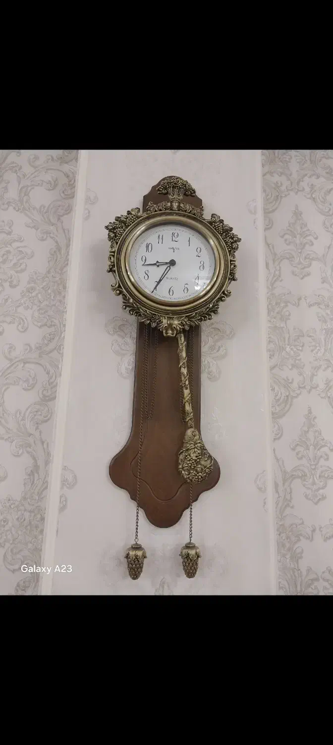 MAYERکلاسیک با وزنه‌های مخروط کاج برنزی/طلایی|ساعت دیواری و تزئینی|زنجان, |دیوار