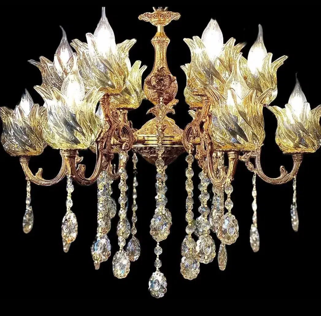 لوستر۱۲...شعلهه پولکی با میان شاخه پرکار پرنور|لوستر و چراغ آویز|سراب, |دیوار