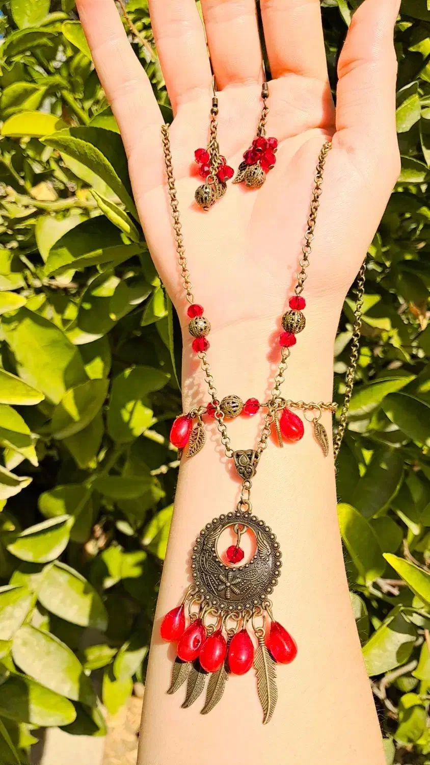 ست یلدایی گردنبند دستبند گوشواره|زیورآلات و اکسسوری|فراشبند, |دیوار