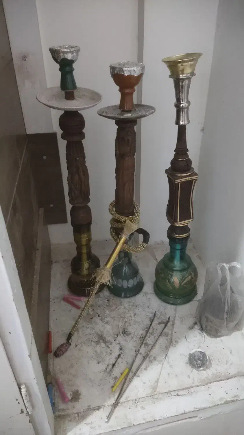 قلیون چوبی|صنایع دستی و سایر لوازم تزئینی|مهاجران, |دیوار