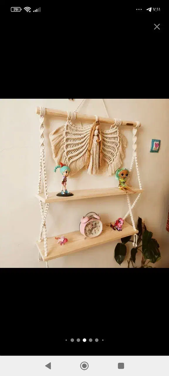 شلف فرشته مکرومه/سیسمونی/دخترونه/اتاق کودک|کتابخانه، شلف، قفسههای دیواری|تهران, مینای شمالی (مخبر)|دیوار