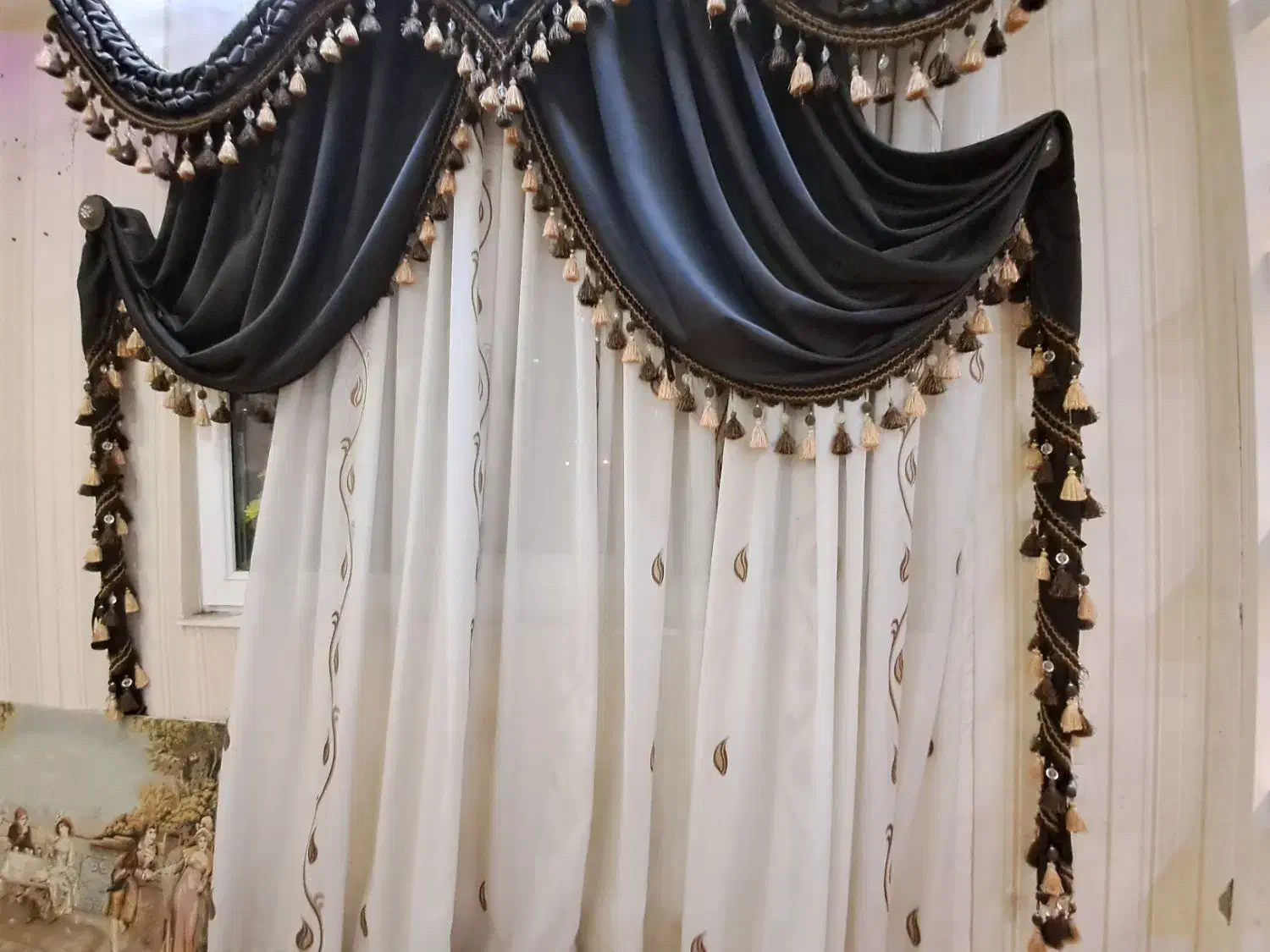 پرده کرم قهوه ای|پرده، رانر، رومیزی|مسجد سلیمان, |دیوار