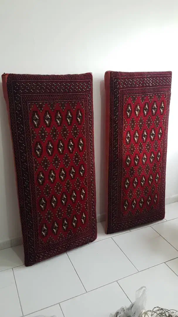 یک جفت پشتی دستباف ترکمن نو نو|پشتی|پرند, فاز ۶|دیوار