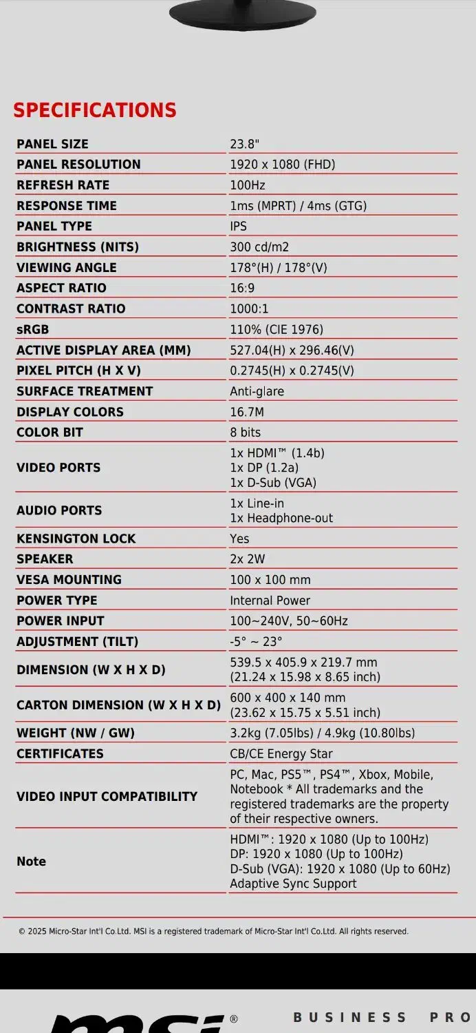 مانیتور msi گیمینگ ۲۴اینچ|قطعات و لوازم جانبی رایانه|تبریز, |دیوار