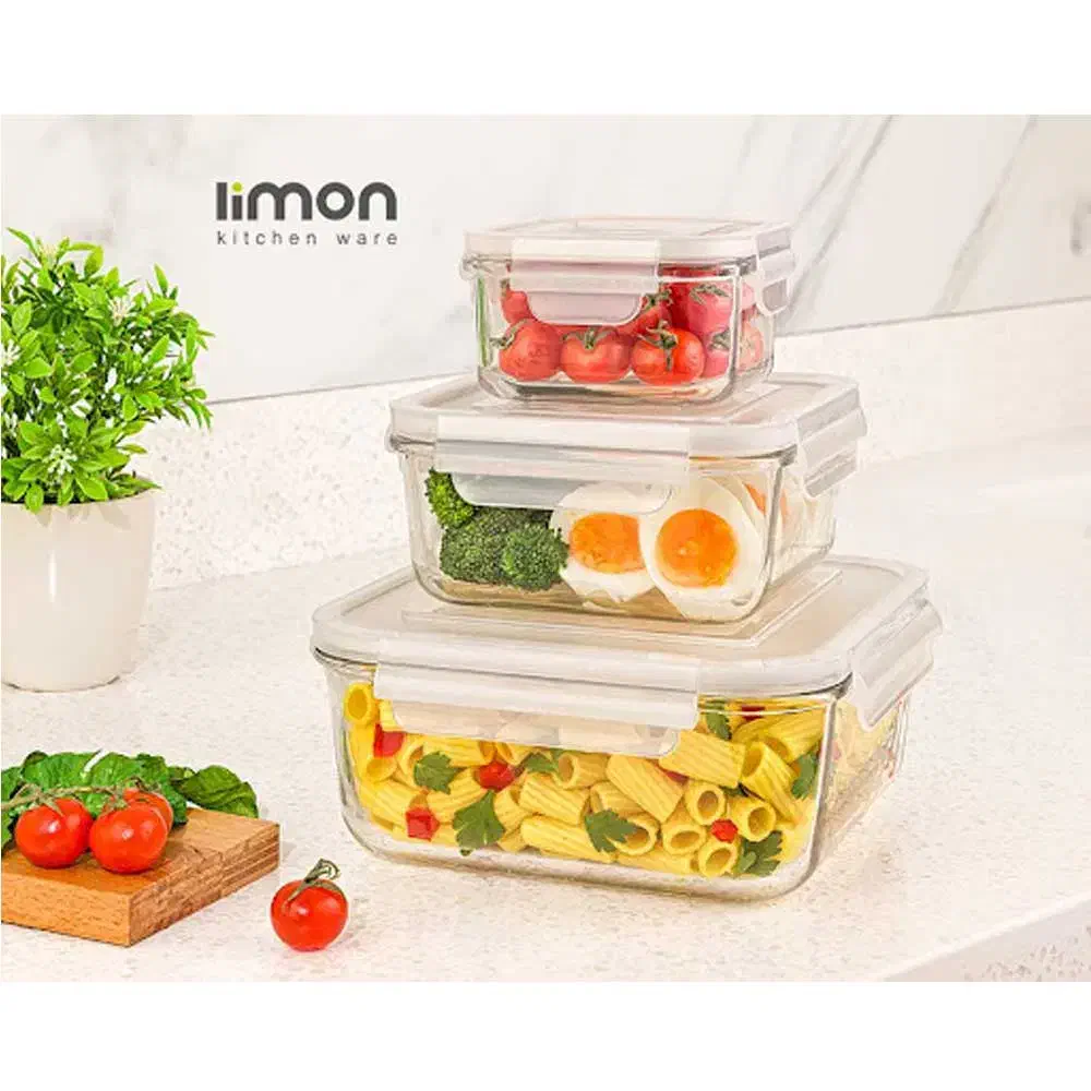 سرویس ۶ پارچه کریستال مربع و مستطیل لیمون|ظروف نگهدارنده، پلاستیکی، یک‌بارمصرف|علی‌آباد کتول, |دیوار