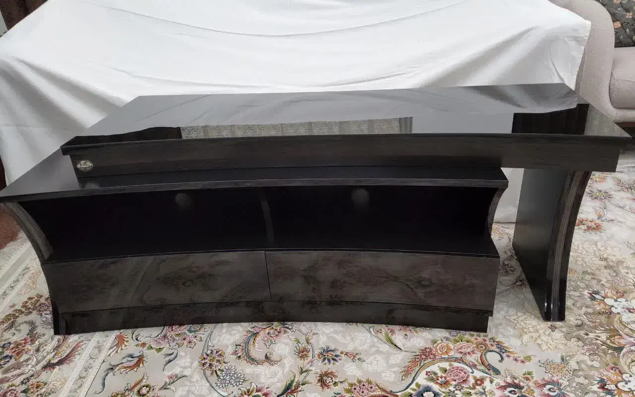 میز زیر تلویزیون دو تکه مشکی|میز تلویزیون|ساری, |دیوار