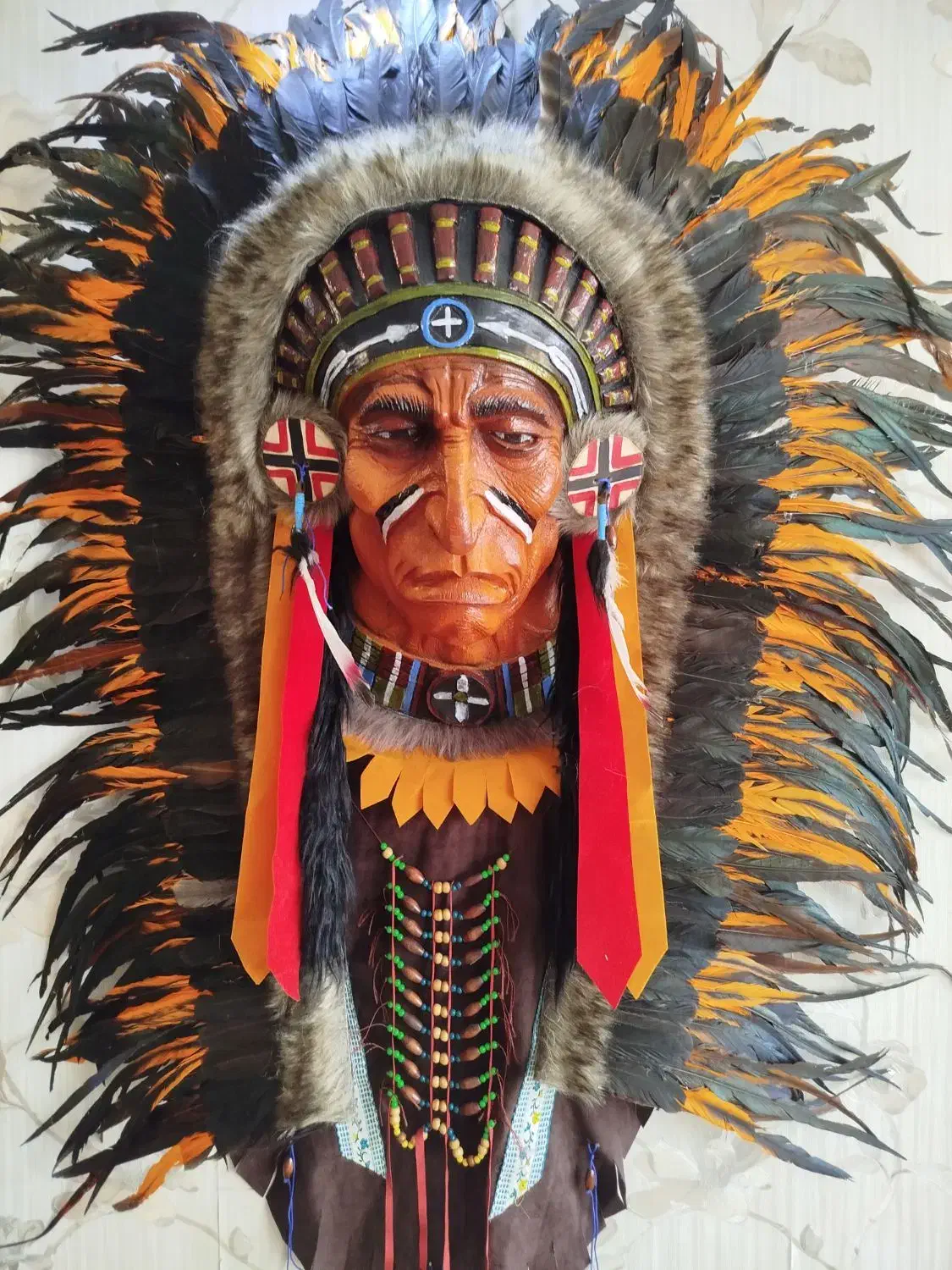 مجسمه دیوارکوب صورتک سرخ پوست|تابلو، نقاشی، عکس|شیراز, شهرک جماران|دیوار