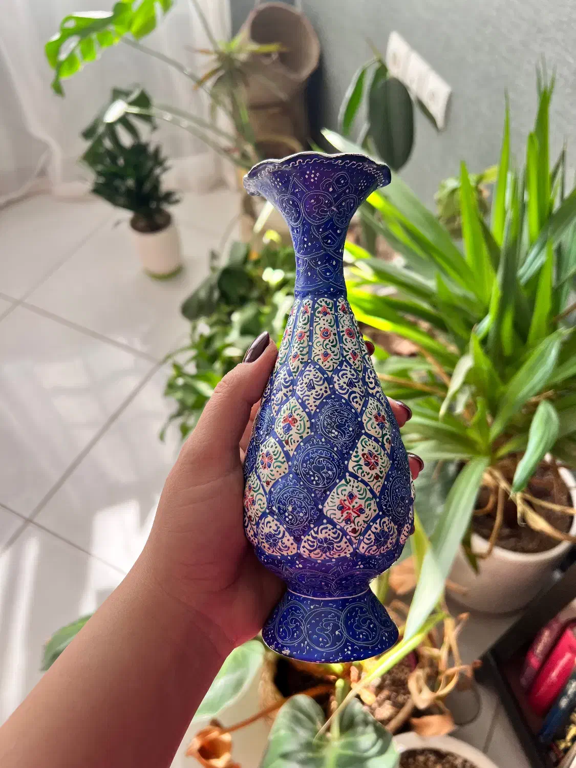 گلدان میناکاری|صنایع دستی و سایر لوازم تزئینی|لنجان, |دیوار