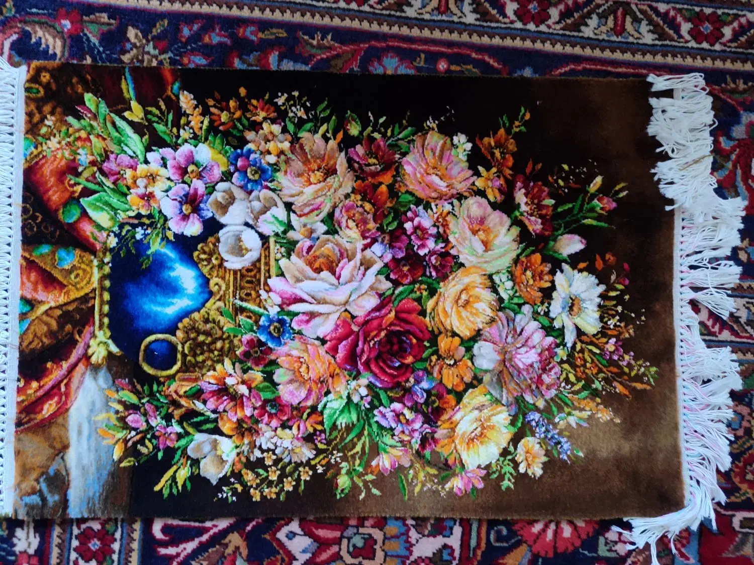 تابلو فرش طرح گل|تابلو فرش|مشگین شهر, |دیوار