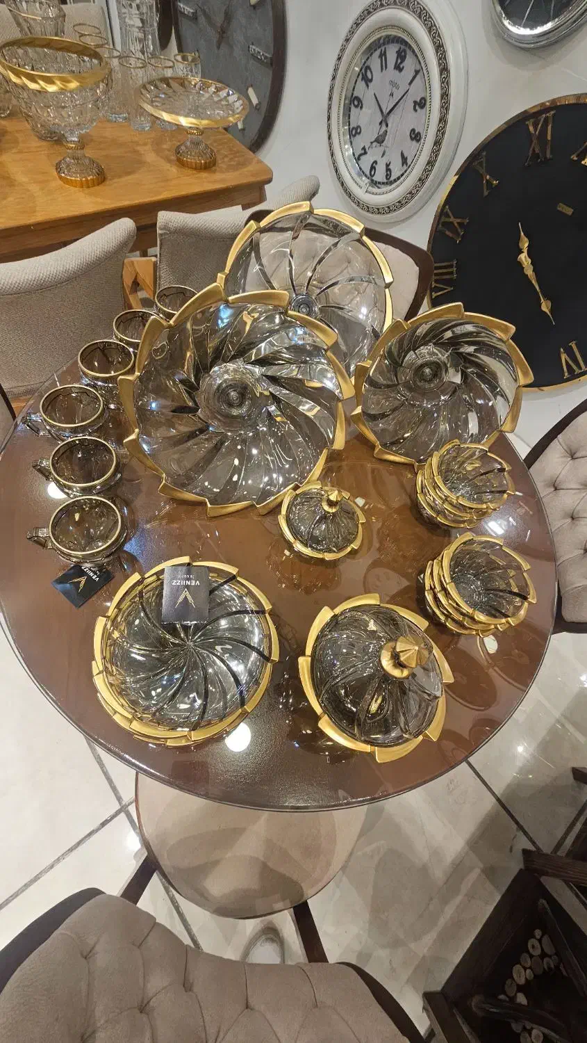 فروش ظروف پذیرایی کریستالی لب طلا|ظروف سرو و پذیرایی|مشهد, توس (بلوار توس)|دیوار