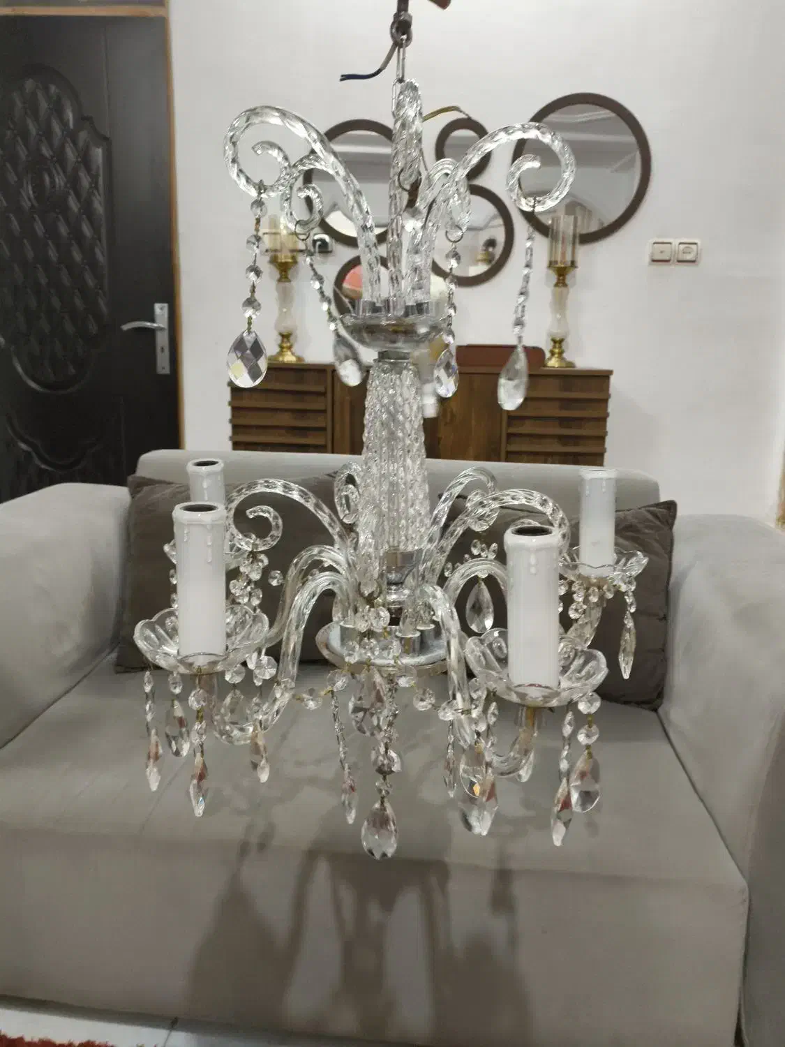 لوستر کریستال 5شاخه|لوستر و چراغ آویز|لنگرود, |دیوار