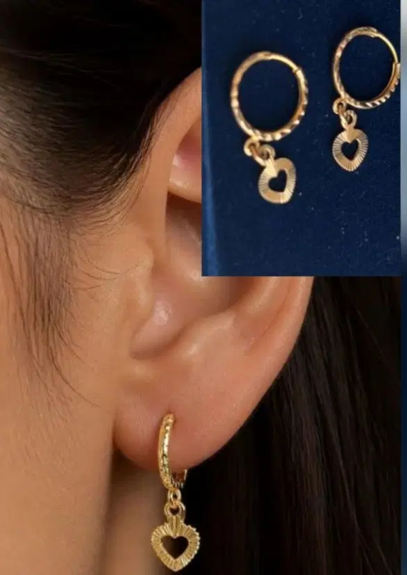 گوشواره طلا.گوشواره حلقه ای آویز دار.بدون اجرت|جواهرات|قم, انسجام|دیوار