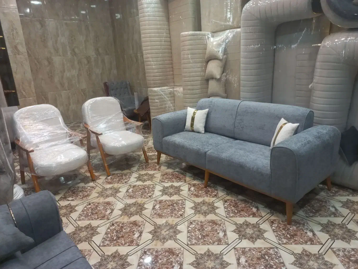 مبل آبی|مبلمان خانگی و میز عسلی|تاکستان, |دیوار
