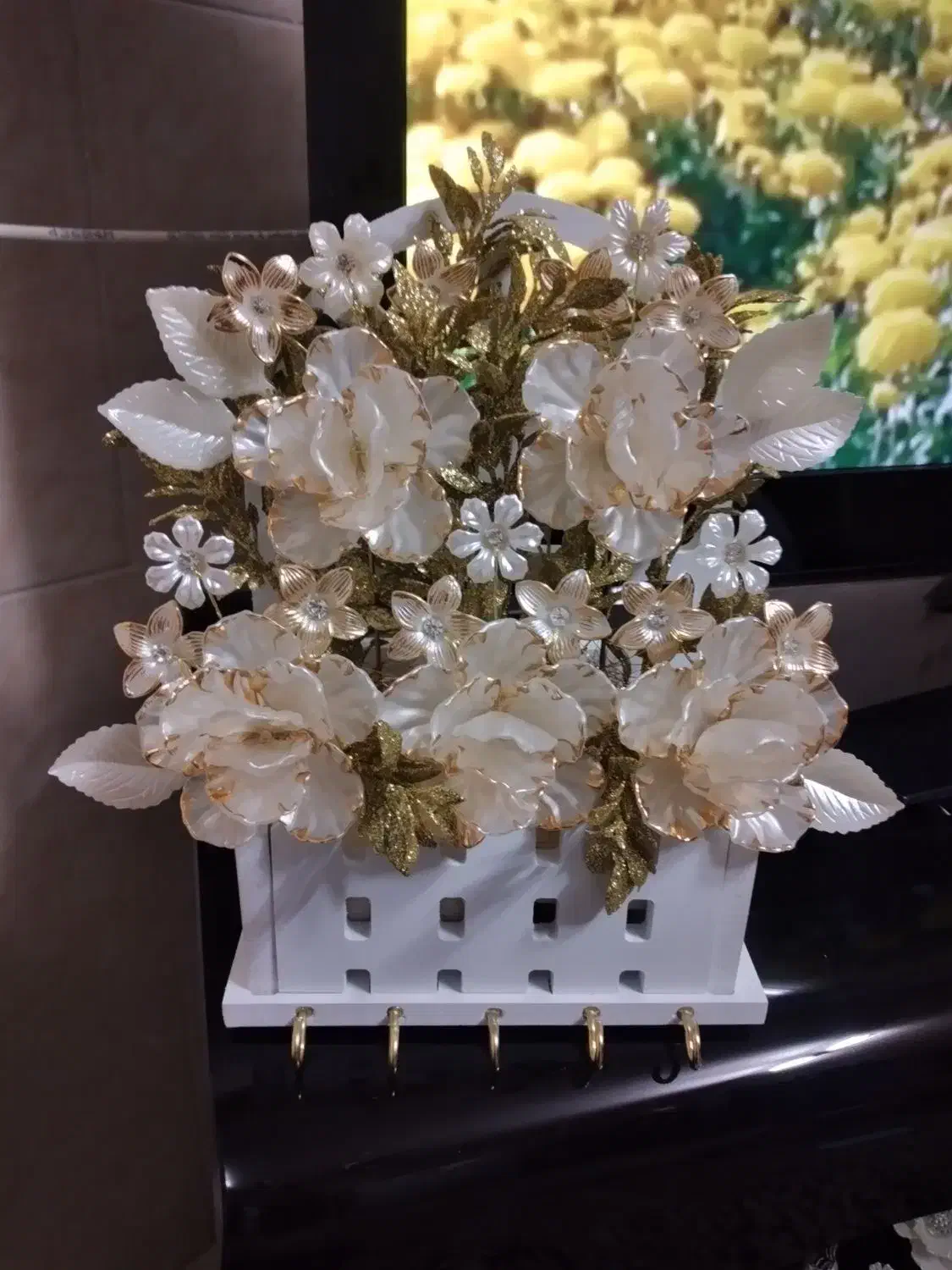 گل کریستال وگل بافتنی|گل مصنوعی|یزد, |دیوار