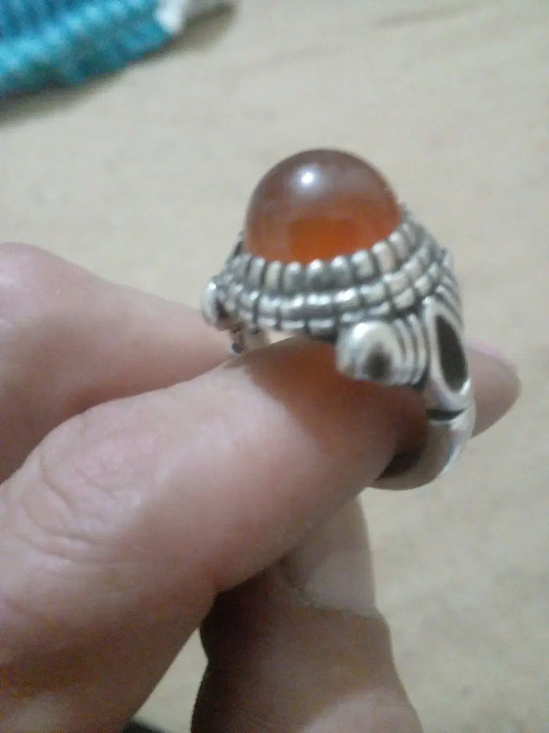 انگشتر کنده کاری عقیق یمن کهنه|جواهرات|کرمانشاه, |دیوار