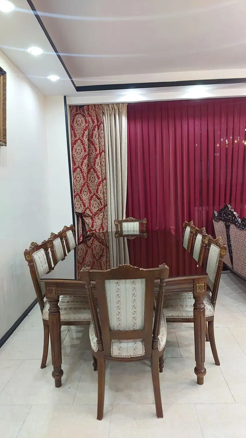 سرویس ناهارخوری ۸ نفره چوبی منبتکاری شده|میز و صندلی غذاخوری|پردیس, فاز ۸|دیوار