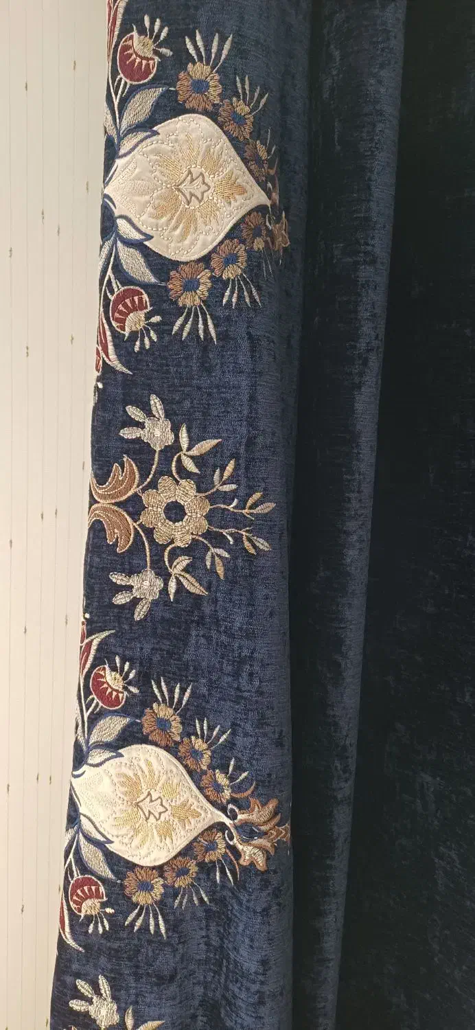 والن پرده آبی سرمه ای پانچی|پرده، رانر، رومیزی|الوند, |دیوار