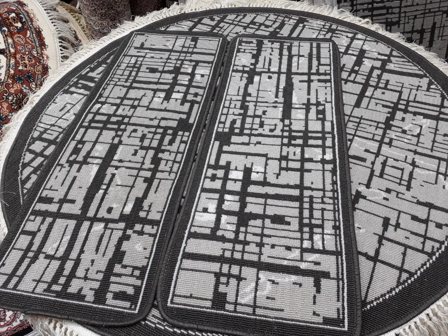 فرش آشپزخانه گلیم طوسی سبک وزن ۱×۱/۵ و دایره|فرش|تبریز, |دیوار