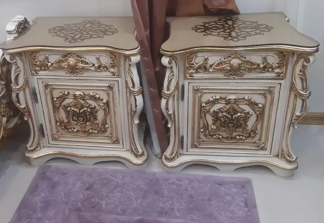 سرویس خواب تمام چوب سلطنتی کار دست طلاکوب واقعی|تخت و سرویس خواب|فشم, |دیوار