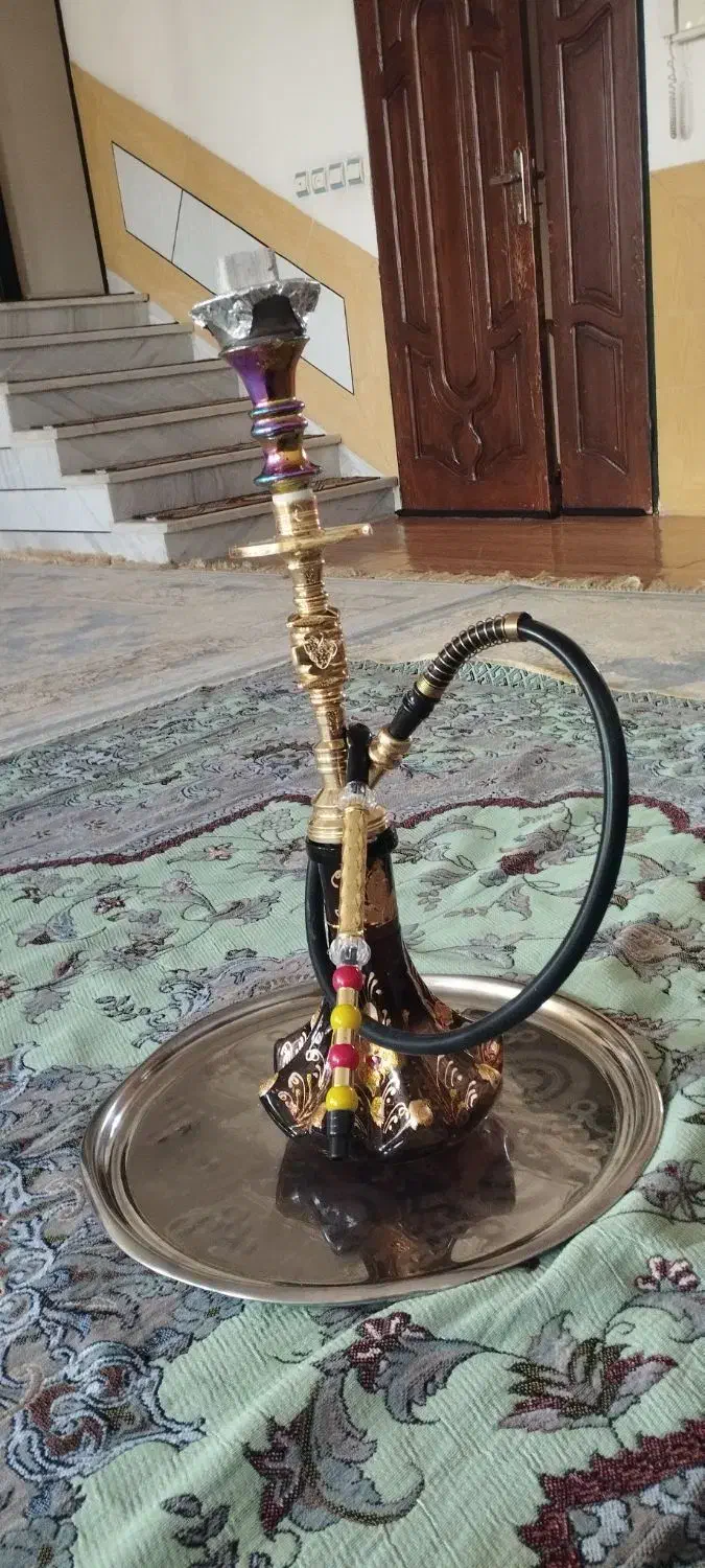 قلیون برنجی پک کامل|کلکسیون اشیاء عتیقه|الیگودرز, |دیوار