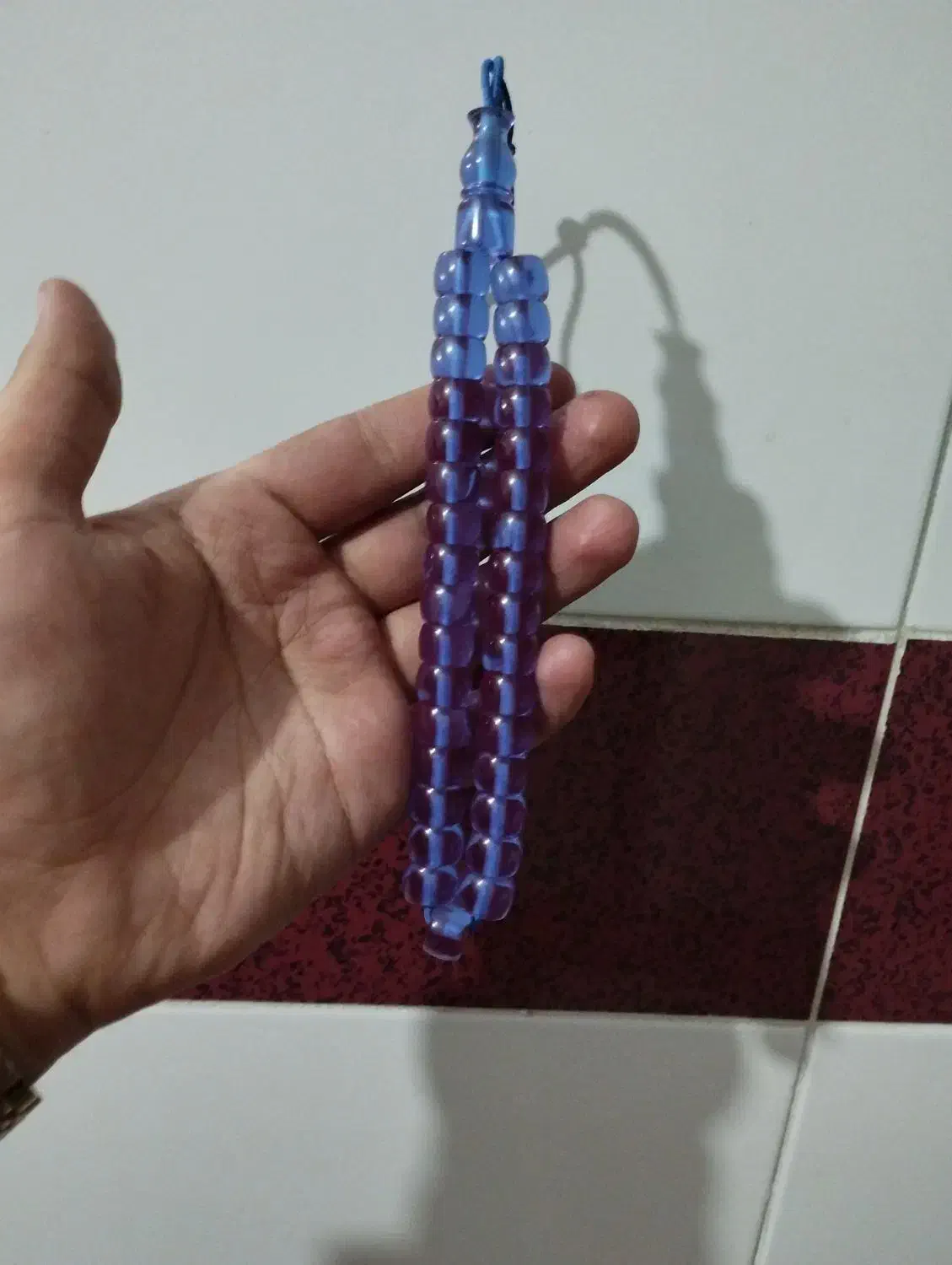 تسبیح سندلوس یاسی و بنفش رنگ فوق کلکسیونی|جواهرات|ارومیه, |دیوار