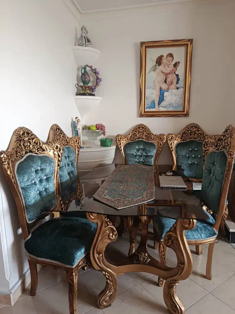 مبلمان سلطنتی ۷ نفره به همراه میز ناهارخوری ۶ نفره|مبلمان خانگی و میز عسلی|تهران, پرواز|دیوار