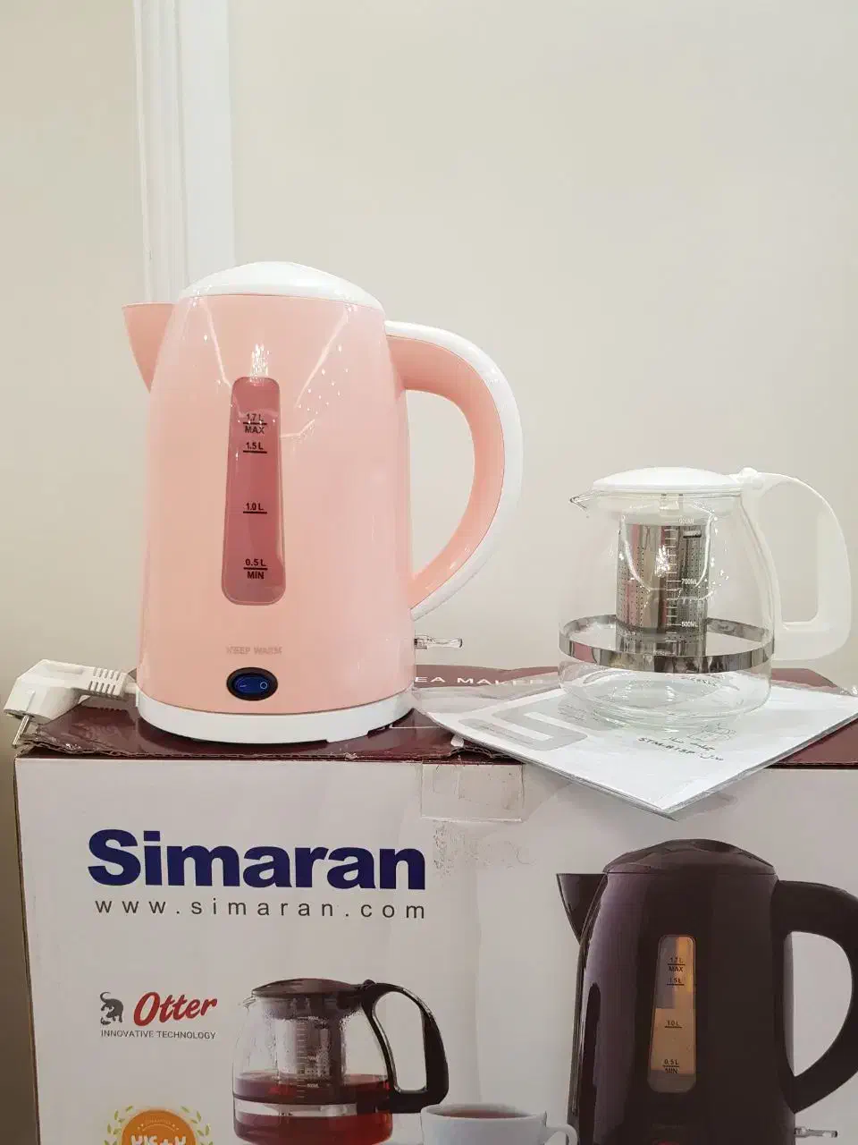 چایساز شیشهای صورتی با قابلیت گرم نگهداری|سماور، چایساز، قهوهساز|تهران, ائمه اطهار|دیوار