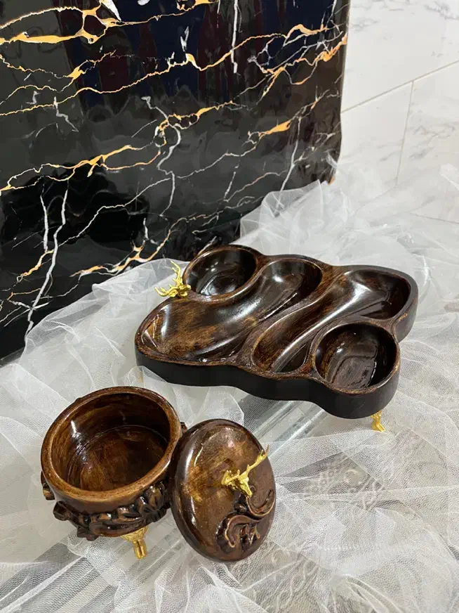 سرویس پذیرایی طرح چوب سنگی|ظروف سرو و پذیرایی|تبریز, |دیوار